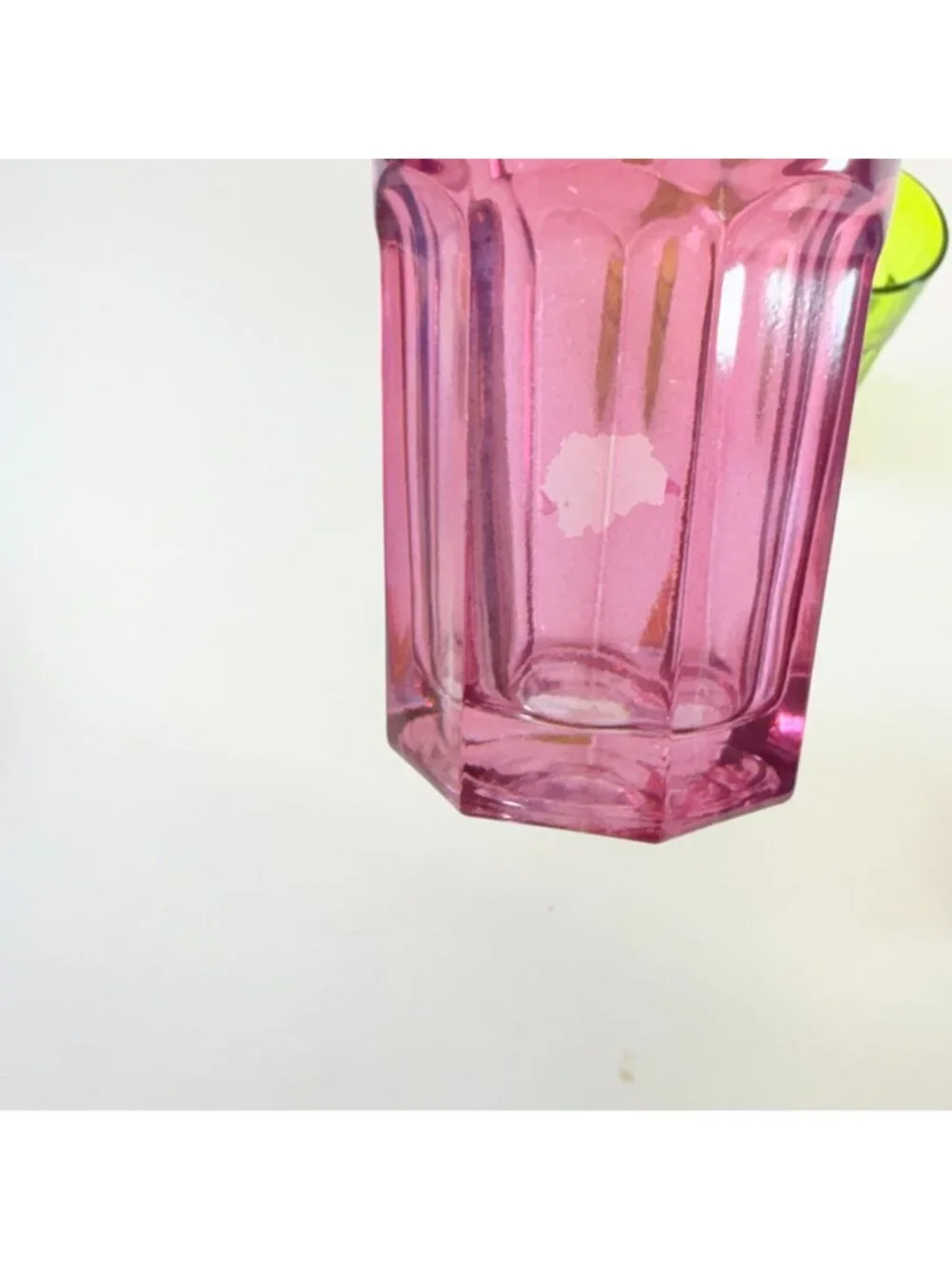 Set Of 6 Colored Glass 6 oz Tumblers With Chrome Metal Holder Retro Design